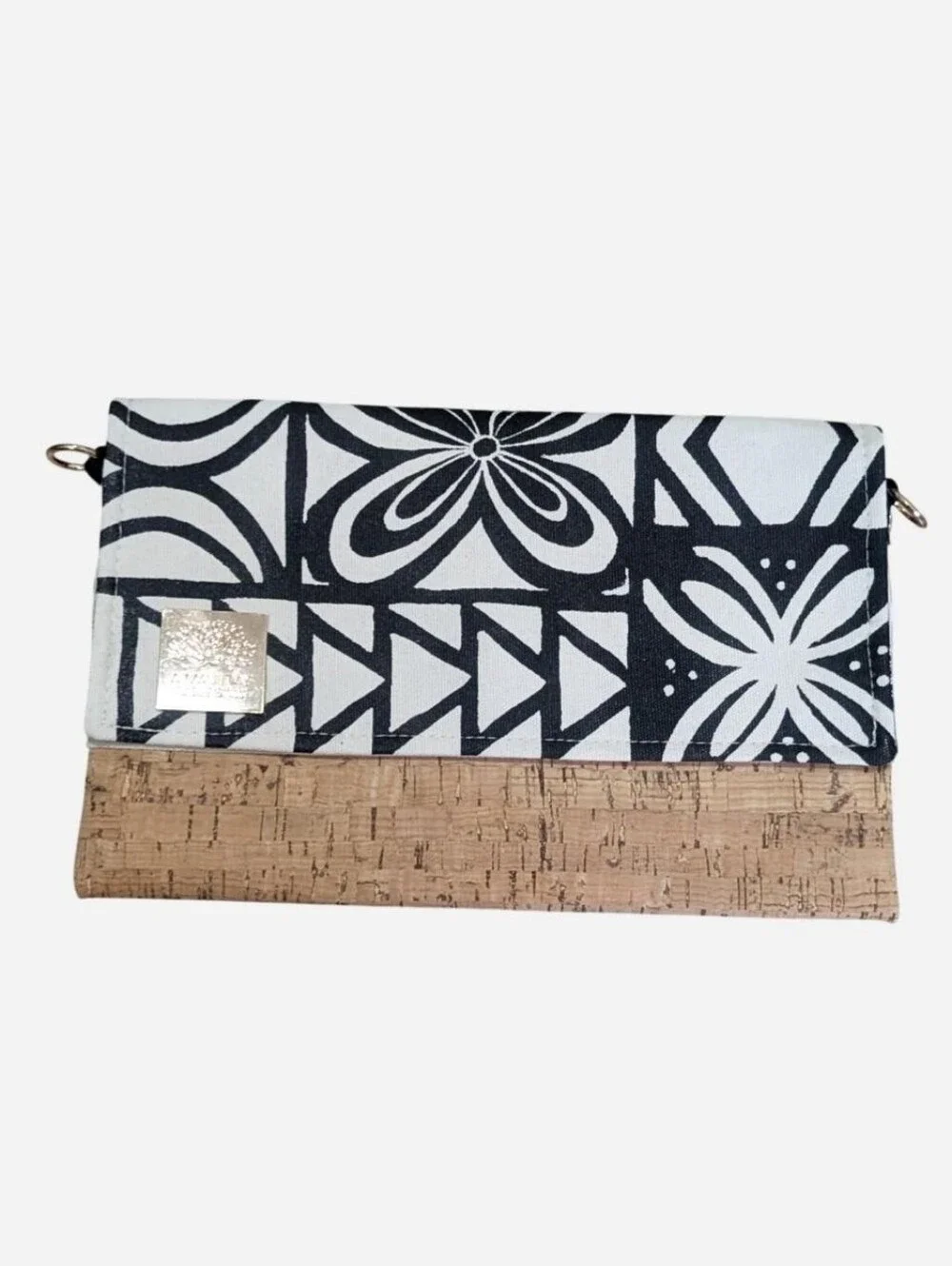 A Maui Day Hawaii clutch bag purse kapa hand print canvas and cork palaka